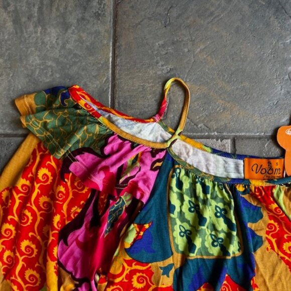 Voom by Joy Han Vibrant Boho-Chic Patchwork Floral Top Women's Size Small (2-4) - Picture 7 of 10